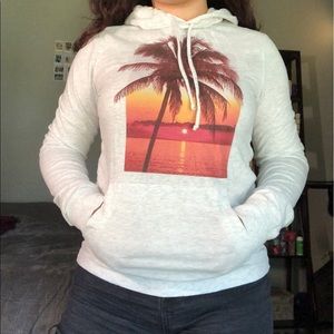 White hoodie with palm tree